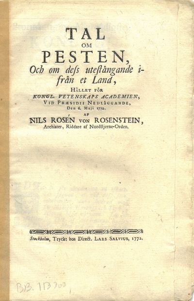 Tal om Pesten, Och om dess utestängandeifrån et…