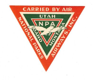 Carried by Air. National Parks Airways, Inc. NPA. Utah. Idaho. Montana