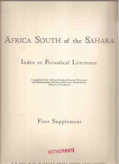 Africa South Of The Sahara Index To Periodical