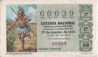 cover of Loteria E00320: hoja nº 23. Loteria Nacional. Nº 60639, serie 1ª, fracción 1ª, precio 50 pesetas, sorteo 12/76 del 27 de Marzo de 1976. El Mensajero de Maratón