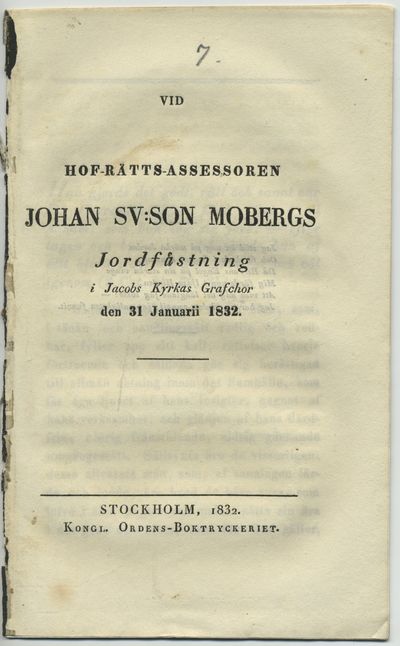Vid hof-rätts-assessoren Johan Sv:son Mobergs…