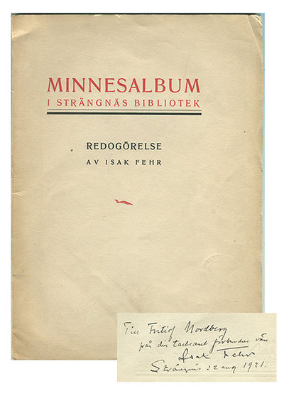 Minnesalbum i Strängnäs bibliotek. Redogörelse.…