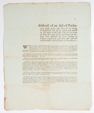 Abstract of an Act of Parliament...making more effectual the Laws relating to Rogues, Vagabonds, and other idle and disorderly Persons and to Houses of Correction
