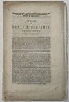 DEFENCE OF THE NATIONAL DEMOCRACY AGAINST THE ATTACK OF JUDGE DOUGLAS- CONSTITUTIONAL RIGHTS OF THE STATES. SPEECH OF HON. J.P. BENJAMIN, OF LOUISIANA. DELIVERED IN THE SENATE OF THE UNITED STATES, MAY 22, 1860