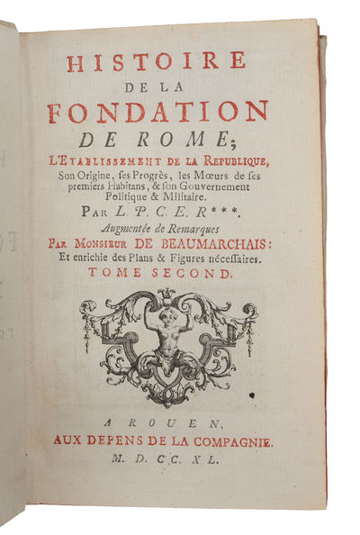 Histoire de la fondation de Rome, L'Etablissement de la République, son Origine, ses Progrees, les Moeurs de ses premiers Habitans, et son Gouvernement Politique et Militaire. 4 parts in 2 vols. (photo 3)