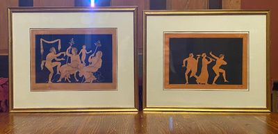 [HAMILTON VASES]. Two bold terracotta prints from the "Peintures des vases antiques de la Collection de son Excellence M. le Chevalier Hamilton" [in Italian: Pitture de vasi antichi etc.]