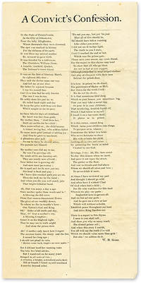 A Convict's Confession, 12-1/4" x 6" broadside, Johnstown, PA, c1880