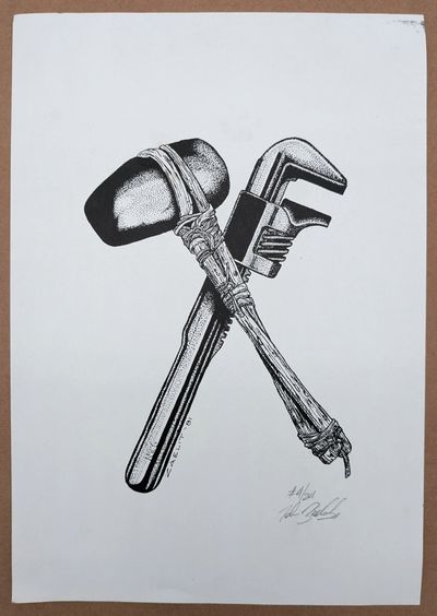 Earth First! Emblem/Logo [crossed club and monkey wrench]. Signed, limited edition print
