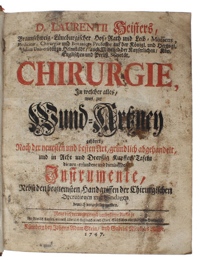 Chirurgie, in welcher alles, was zur Wund-Arzney gehöret, Nach der neuesten und besten Art, gründlich abgehandelt, und in Acht und Dreyßig Kupffer-Tafeln die neu-erfundene und dienlichste Instrumente, Nebst den bequemsten Handgriffen der Chirurgischen... - [THE FOUNDING WORK ON SCIENTIFIC SURGERY IN GERMANY] (photo 2)