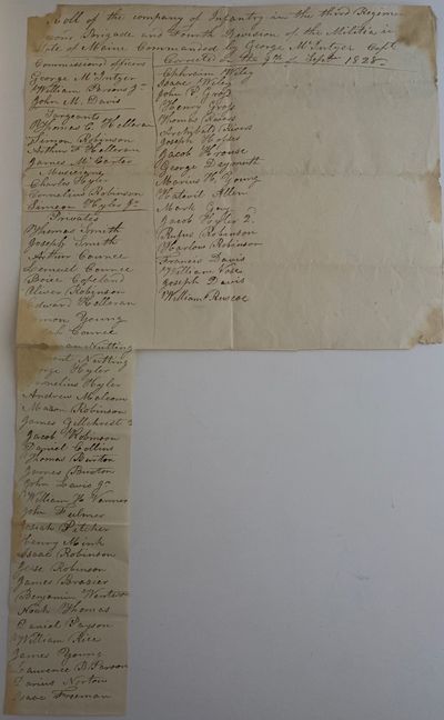 Roll of the company of Infantry in the third Regiment, Second Brigade and Fourth Division of the Militia in the State of Maine Commanded by George McIntyer, Capt. Corrected on the 9th of Sept. 1828