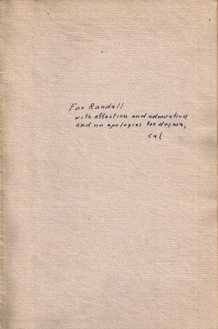 LAND OF UNLIKENESS Inscribed to Randall Jarrell by Robert LOWELL