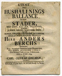 Utkast till hushållnings ballance öfwer städer.…