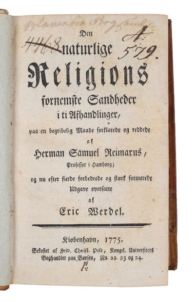 Den naturlige Religions fornemste Sandheder i ti Afhandlinger, paa en begribelig Maade forklarede og reddede, og nu efter fierde forbedrede og stærk formerede Udgave oversatte af Eric Werdel. (photo 2)
