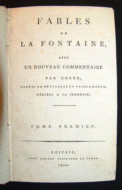 Fables, avec un nuveau Commentaire par Coste, ornées de 216 Figures en Taille Douce, dédieés a la Jeunesse. 3 Tomes. (photo 3)