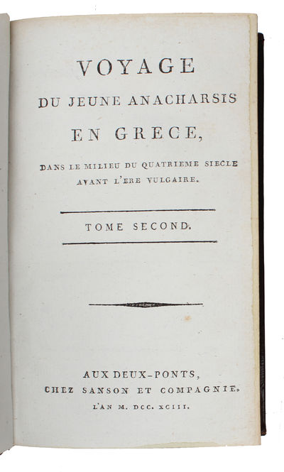 Voyage du jeune Anacharsis en Grèce vers le milieu du quatrième siècle avant l'ère vulgaire. 9 vols. - [A FICTIONAL VOYAGE TO GREECE] (photo 2)