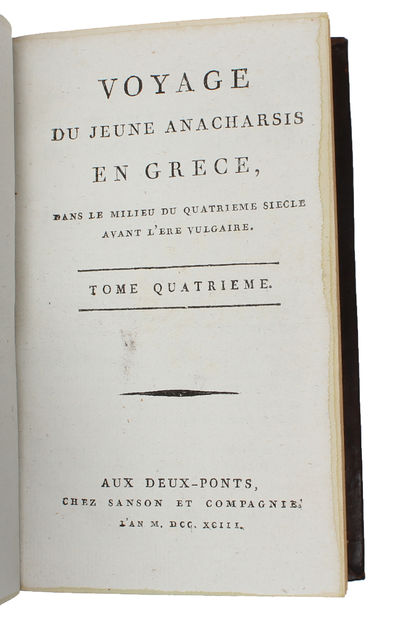 Voyage du jeune Anacharsis en Grèce vers le milieu du quatrième siècle avant l'ère vulgaire. 9 vols. - [A FICTIONAL VOYAGE TO GREECE] (photo 5)