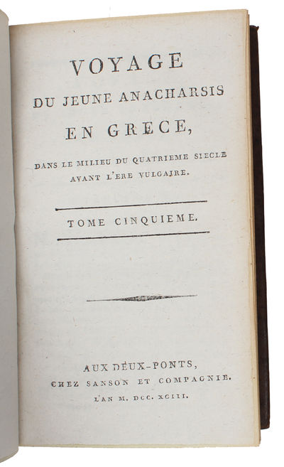 Voyage du jeune Anacharsis en Grèce vers le milieu du quatrième siècle avant l'ère vulgaire. 9 vols. - [A FICTIONAL VOYAGE TO GREECE] (photo 7)
