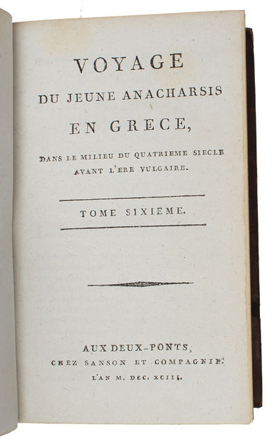 Voyage du jeune Anacharsis en Grèce vers le milieu du quatrième siècle avant l'ère vulgaire. 9 vols. - [A FICTIONAL VOYAGE TO GREECE] (photo 8)