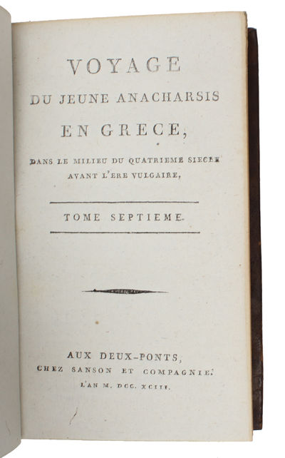 Voyage du jeune Anacharsis en Grèce vers le milieu du quatrième siècle avant l'ère vulgaire. 9 vols. - [A FICTIONAL VOYAGE TO GREECE] (photo 9)