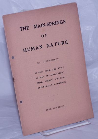 London: J. Humphrey, 1930. Pamphlet. 10p., stapled wraps, 5.75x8.75 inches, wraps worn, staple ruste...