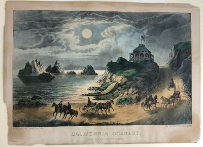 ORIGINAL HAND-COLORED CURRIER & IVES LITHOGRAPH "CALIFORNIA SCENERY" 1870