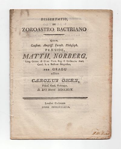 Dissertatio de Zoroastro Bactriano.