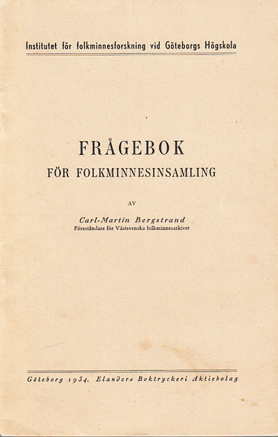 Frågebok för folkminnessamling.