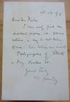 Autograph Note signed ("T. Hardy") to "Dear Mr. Fisher.