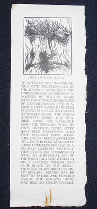 cover of Prospectus for Auguries of Innocence by William Blake with Eight Wood Engravings by Leonard Baskin