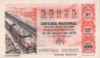 cover of Loteria E00476: hoja nº 33. Loteria Nacional. Nº 53925, serie 11ª, fracción 9ª, precio 200 pesetas, sorteo 19/79 del 19 de Mayo de 1979. Locomotora Diesel