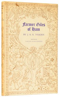 cover of Farmer Giles of Ham. Aegidii Ahenobarbi Julii Agricole de Hammo, Domini de Domito, Aule Draconarie Comitis, Regni Minimi Regis et Basilei, mira facinora et mirabilis exortus, or in the vulgar tongue, The Rise and Wonderful Adventures of Farmer Giles, Lord of Tame, Count of Worminghall and King of the Little Kingdom