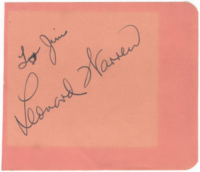 Autograph signature on an album leaf inscribed "To Jim
