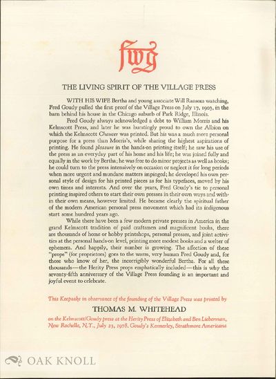 LIVING SPIRIT OF THE VILLAGE PRESS.|THE