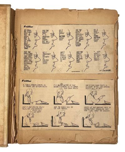 Jules Feiffer Large Collection of Satirical Comics on 1960's Politics From Nixon, Vietnam, to Angela Davis c. 1960 to 1973