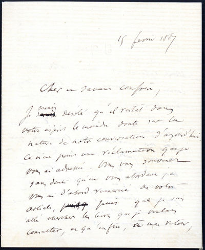Autograph letter signed to an unnamed colleague