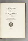 [In Greek:] ANAKREONTOS TÊIOU MELÊ [then:] ANACREONTIS TEII ODARIA. [i.e., THE ODES]