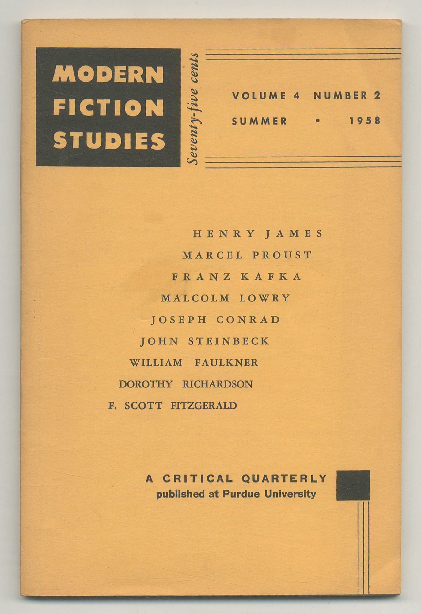 Modern Fiction Studies: A Critical Quarterly. Volu