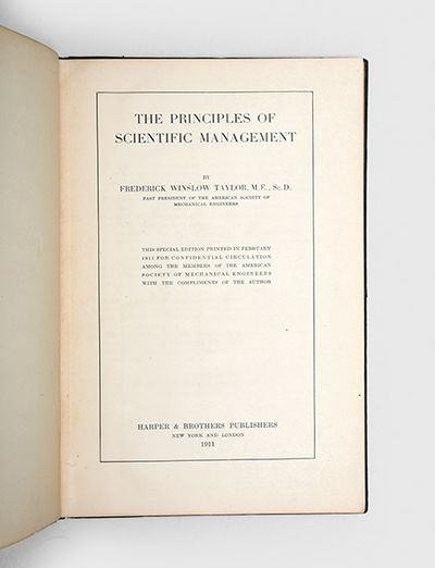 The Principles of Scientific Management. by TAYLOR, Frederick Winslow ...