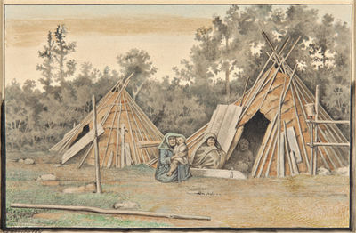 [THREE WATERCOLORS SHOWING SCENES OF THE KHANTY PEOPLE, A NORTHERN SIBERIAN TRIBE FROM THE VICINITY OF TOBOLSK, PAINTED TO CELEBRATE THE 300th ANNIVERSARY OF THE FOUNDING OF TOBOLSK AND THE ANNEXATION OF SIBERIA TO RUSSIA].