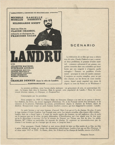 Paris: Lux Film, 1963. Promotional flyer for the 1963 French film. Text in French. During World War ...