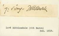 Signature of Thomas Lister, Lord Ribblesdale, 4th Baron, pasted onto card with typed title.