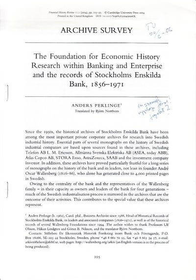 The Foundation for Economic History Research…