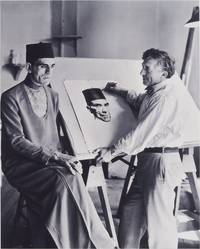 The Mummy (Original publicity photograph of Boris Karloff in costume and makeup being drawn by illustrator Willy Pogány by photographer Ray Jones, from the 1932 film, struck circa 1980)