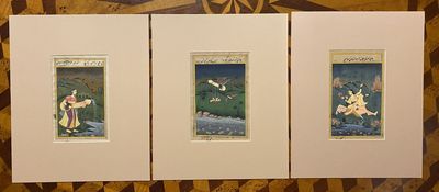 [EROTICA / CURIOSA]. A quantity of three original paintings on recycled leaves from the same Indian Urdu manuscript