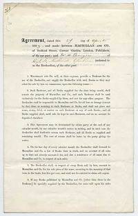 Partially Printed Document between Macmillan & Co., Publishers and Mr. H. Burgess, High Street, Northwich, Cheshire, Bookseller, dated 27 April 1883, regarding the supply and stocking of Macmillan publications, signed by Macmillan and Co