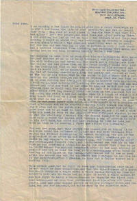 Psychiatric hospital letter from a schizophrenic Alaskan, who murdered his gold-miner father during a paranoid delusion by From Eino Robert Mack to Aune Mack