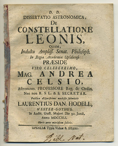Dissertatio astronomica, de constellatione…