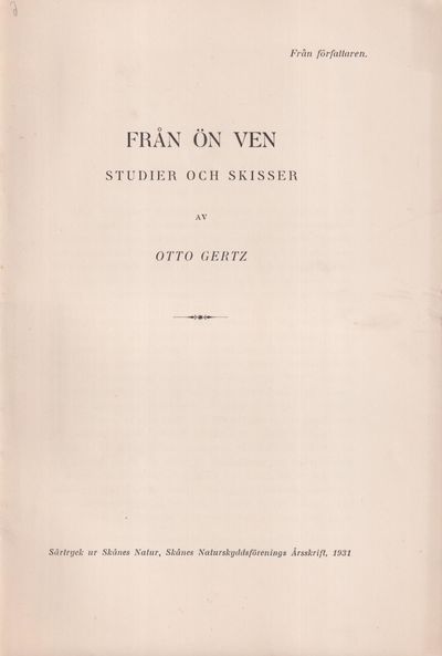 Från ön Ven. Studier och skisser [= omslagstitel].