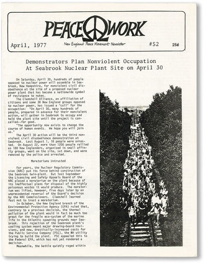 Peacework: New England Peace Movement Newsletter #52 (April, 1977)