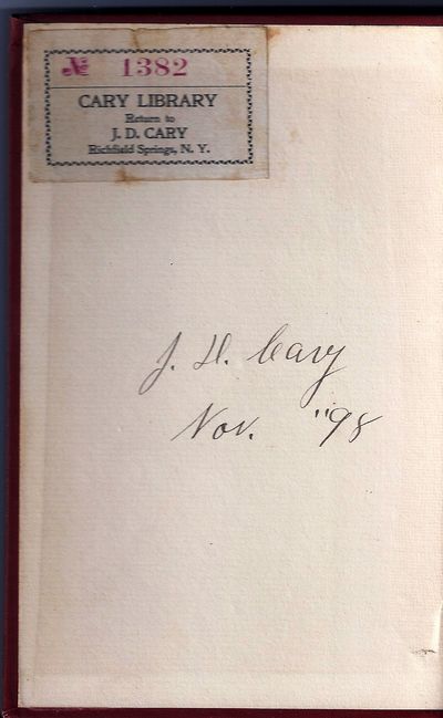 Boston & New York: Houghton Mifflin Company, 1898. First Edition. Hardcover. Owner label and signatu...